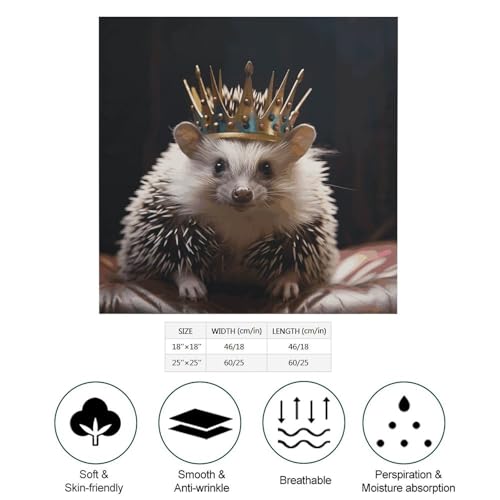 Satin Head Scarf Like Silk Hair Scarf Crown with Hedgehog Headscarf Breathable Neck Scarfs Lightweight Kerchiefs Small Square Scarves Sleeping Wraps Women Bandana 18"×18"2