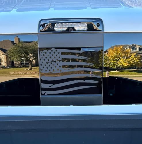 Image of Xinghe for Dodge Ram 2009 to 2026, American Flag Decals Stickers for Truck Back Middle Window, Matte Black USA Flag Decal for Truck Back Sliding Window