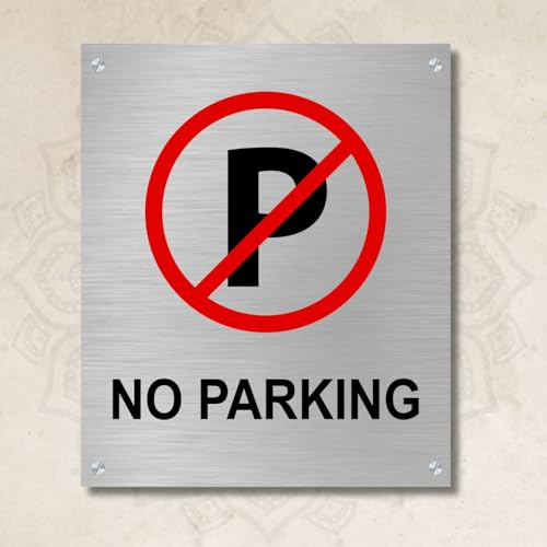 Image of No Parking Sign Board Sign for Office,Mall, Restaurant, Hospital, Apartment, and Business Use Durable & Weather-Resistant (Stainless Steel)