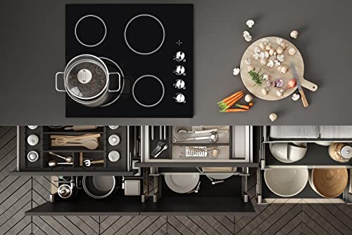 FORTÉ F24CC4B Electric Cooktop, Built In Stove Top with Electric Burners for Cooking, 4 Burner, 24 Inch Cook Top, Ceramic Cooktop, Black Top Wall Oven, Glass Ceramic with Hot Surface Indicator