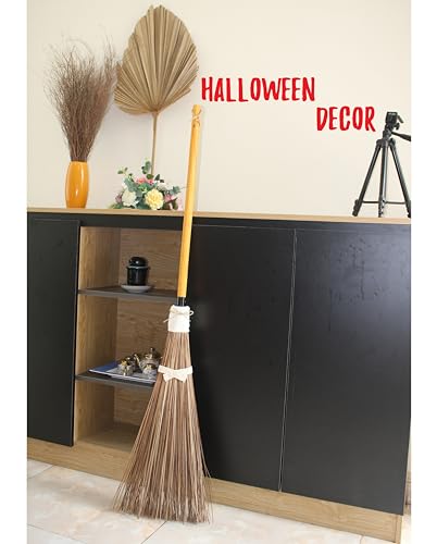 NDP78 Natürlicher Besen – 140 cm Länge, robuster Besen, Gartenbesen, Kokosbesen, Outdoor-Besen, Garagenbesen, Hartbodenbesen, Outdoor-Besen für Terrasse, braun, weiß – Bild 5