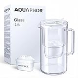 AQUAPHOR Caraffa Filtrante per Acqua in Vetro con 1 Cartucce MAXFOR+ 200L - Capacità 2,5 L - Bianco