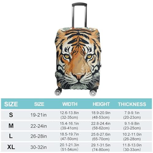 Hand Drawn Tiger Luggage Covers Tsa Approved Suitcase Cover Elastic Washable Luggage Sleeve Carry on Cover Protector Anti-Scratch Suitcase Protector Fits 19-30 Inch Case(L)2