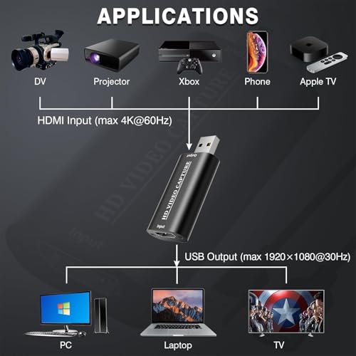 Image of BigPlayer USB 2.0 HDMI Video Capture Card HDMI to USB Converter for Streaming, Recording, Game Capture, Video Editing - Supports 1080p, Plug & Play