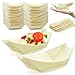 Bamboo Wooden Boat 200 Packs with 200 pcs Bamboo Stickers Middle Size 5 Inches