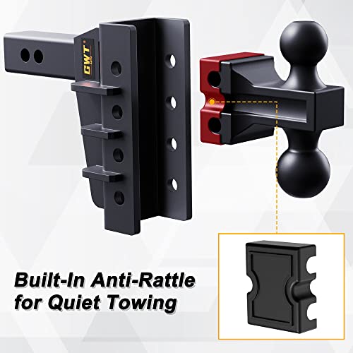 Gwtauto Super Heavy Duty Trailer Hitch, Fits 2-Inch Receiver, 6 Inch Drop/Rise Cushion Drop Hitch,25,000 Lbs Gtw-Tow Hitch For Truck With Double Pins, Solid Ball Mount, Ga0007 #TOP2