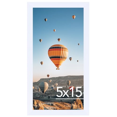 Image of JCJMY 5x15 Picture Frame White for Wall Hanging, Wall Mounting Horizontally or Vertically, 5 x 15 Wall Gallery Poster Photo Frame with Shatter Resistant Plexiglass, White