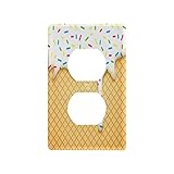 xigua Ice Cream Cone Duplex Outlets Wall Plate, Standard Size 1-Gang Electrical Outlet Cover Plates for Home Office Bedroom Decorator(4.53' x 2.76')