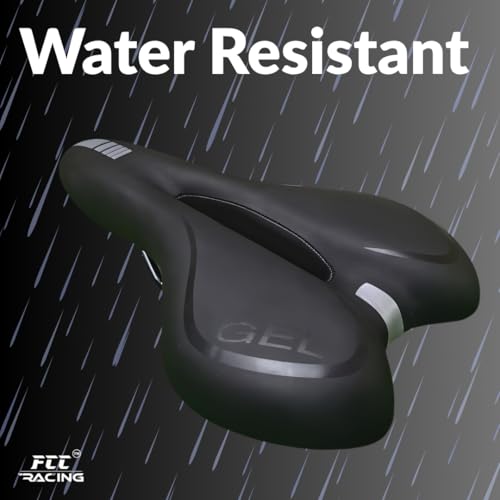 Image of FCC Racing Gel Bicycle Saddle Seat Comfortable Soft Bike Saddle for Men & Women | Shock Absorbing, Waterproof & Breathable Gel Padded Seat for MTB, Road, Hybrid & Exercise Bikes