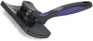 Weaver Leather Self-Cleaning Slicker Brush for Cattle & Lamb Grooming - 4" Wide, Stainless Steel Teeth, No-Slip Grip