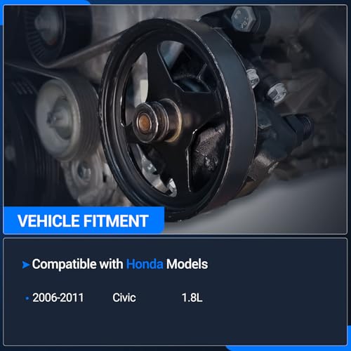 Autoround 21-5456 Power Steering Pump Compatible with Honda Civic 1.8L 2006 2007 2008 2009 2010 2011, Replace for 55-5822 56110-RNA-A01 36-215668