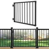 Deck Gate Outoor, 42″ Black Heavy Duty Steel Anti-Rust Fence Door with Adjustable Width (Up to 48'), Easy Installation Metal Gate for Residential, Yard, Patio, with Hinges and Latch