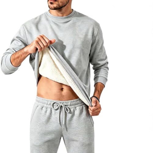 Men's Sherpa Lined Sweatshirt Crewneck Long Sleeve Thermal Pullover Shirts - image 1