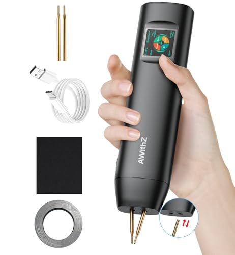 Saldatrice a punti per batterie, AWithZ 2 in 1 Saldatrice a Punti H2 con aghi di ricambio,LCD, 99 Livelli regolabili per riparare piccoli progetti, realizzare pacchi batteria (H2PRO)