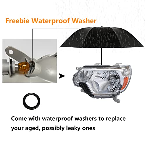 Dreenfl Anti-Misting Headlight Assemblies Fit For 2012-2015 Toyota Tacoma Front Light Headlamp Driver And Passenger Side(Chrome Housing Amber Reflector) #TOP2