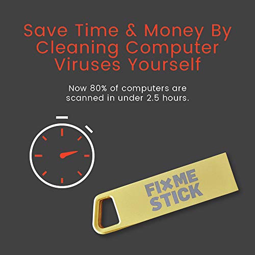 Fixmestick Gold Computer Virus Removal Stick For Windows Pcs - Unlimited Use On Up To 5 Laptops Or Desktops For 2 Years - Works With Your Antivirus #TOP3