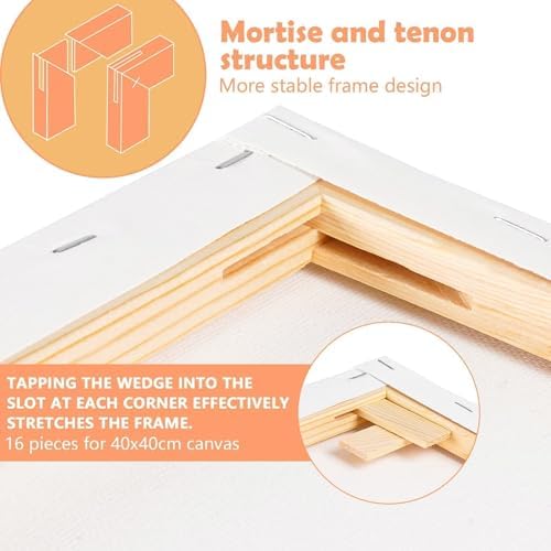 Bild 4 - Leinwand zum Bemalen, 10 Stück Keilrahmen Leinwand Set (40x40 35x35 30x30 25x25 20x20cm), Weiße Leinwände zum bemalen für Acrylfarben Ölgemälde, Canvas für Anfänger und Künstler