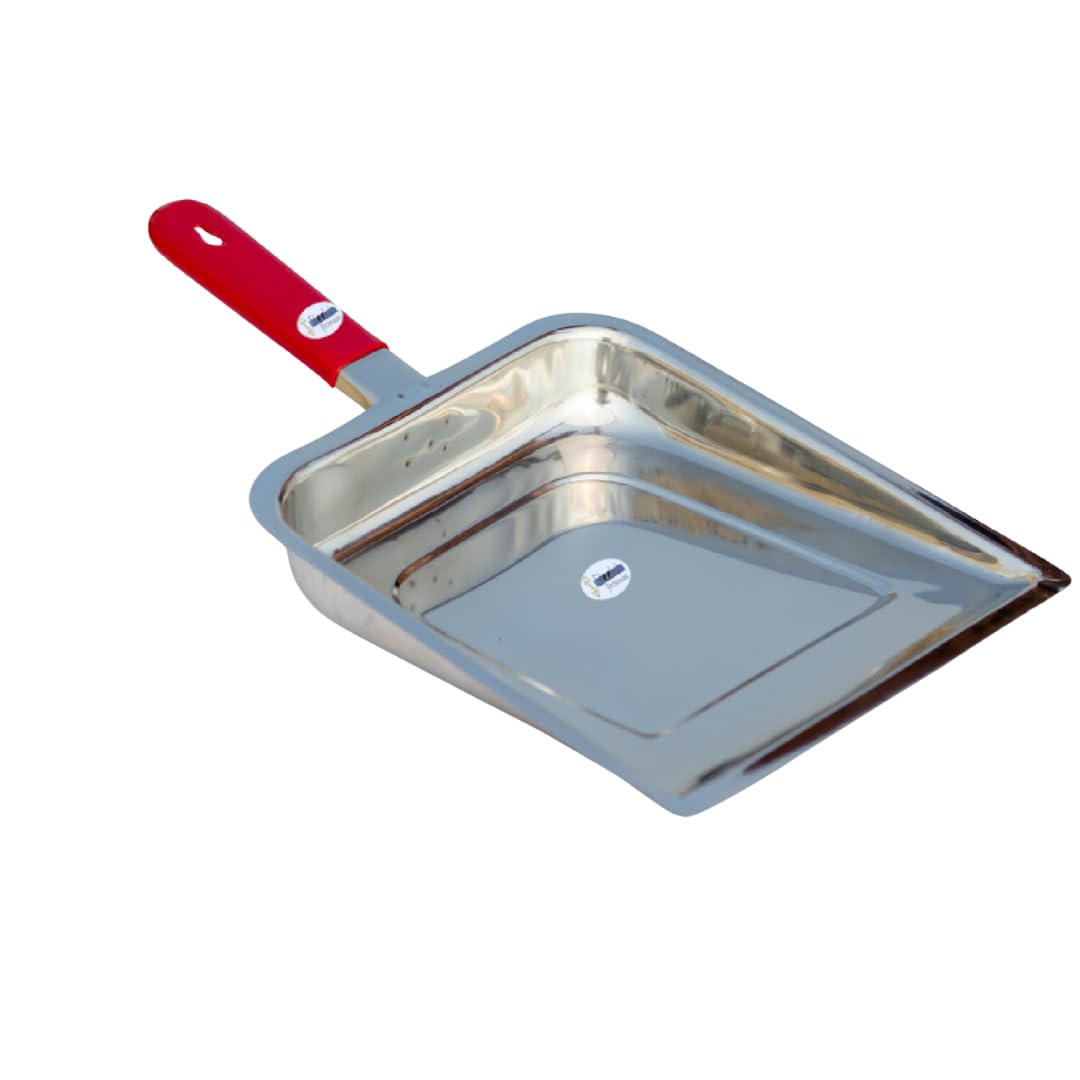 Steelish Stainless Steel Cleaning Dustpan with Red Vinyl Coated | Silver Supdi | 31.5 cm (1) (B0D3PZG69W) Amazon Price History, Amazon Price Tracker