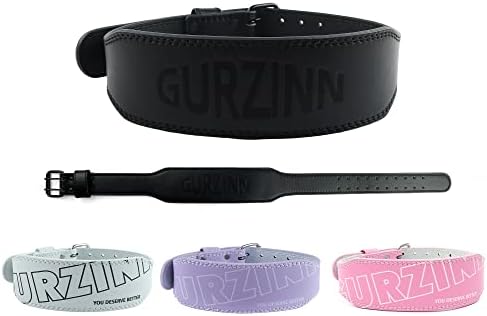 Leather Fitness Weight Lifting Belt for Women with 4 Inches Padded Lumbar Support for Power Lifting Workout & Squats Exercise(B-Black/XS)