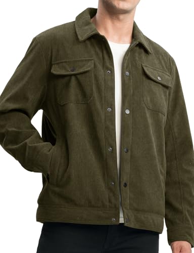 TBMPOY Men's Corduroy Jacket Fleece Sherpa Lined Winter Coat Warm Trucker Work Casual Cargo Jackets with 5 Pockets2