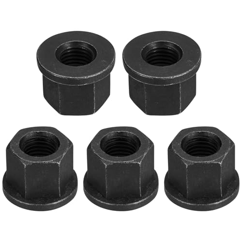 Image of TOP-VIGOR M16 Flange Hex Lock Nuts, 5pcs Grade 10.9 Carbon Steel Black Oxide Finish, Heavy Duty Black Nuts for Machinery, Equipment, Pipe Fittings Automotive