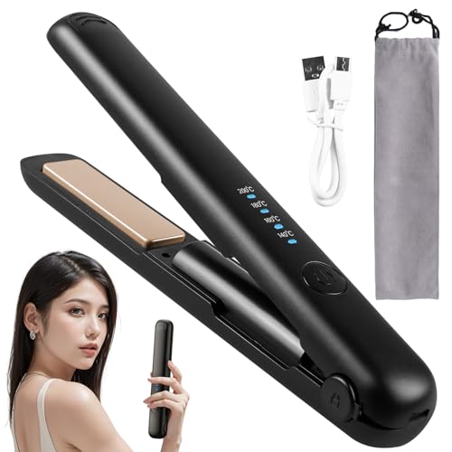 Vegena Piastra Per Capelli Professionale Ricaricabile USB 2 In 1, Quattro Impostazioni Temperatura