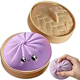 Giant Dumpling Squishy, Glitter Dumpling Squishy Mystery, Squishys Dumplings Toy with Steamer Box, Dumpling Squishys Stress Ball for DIY Design, Decompression Dough for Adults (violett)