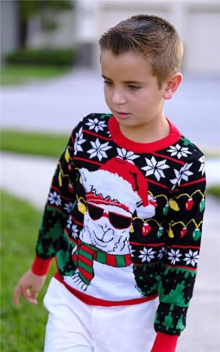 Enlifety 5-14T Kids Ugly Christmas Sweaters Boys LED Light Up Xmas Knitted Pullover3