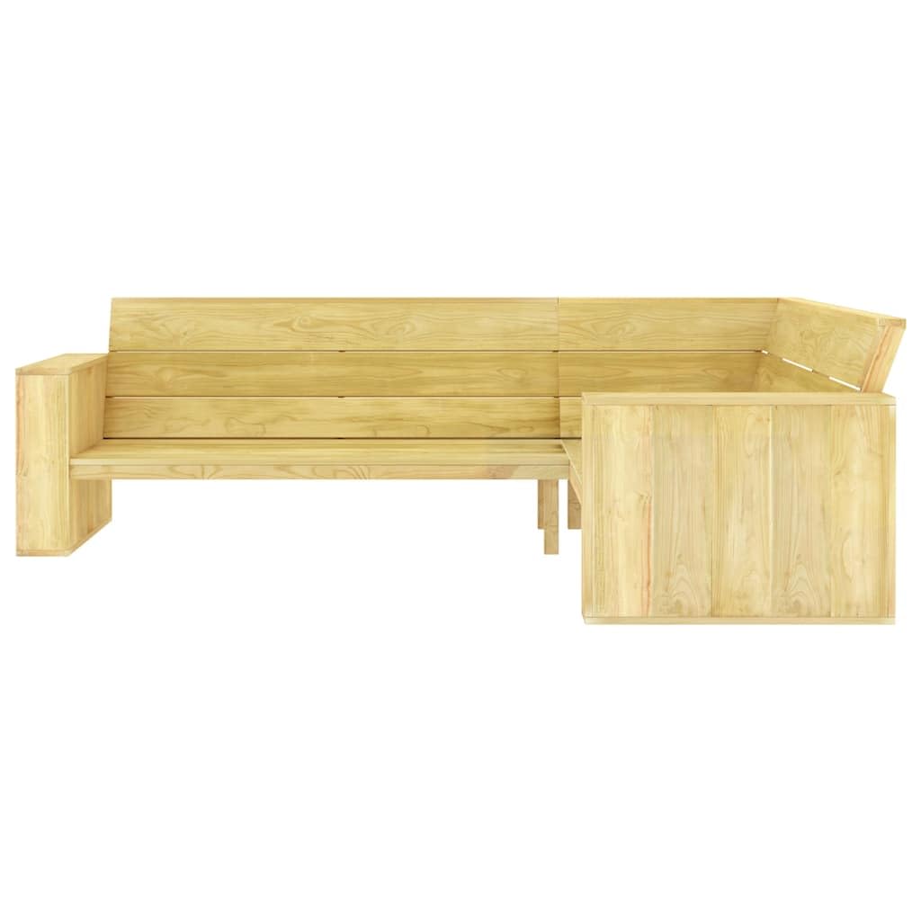 Banco de esquina de jardín, 239 cm, madera de pino impregnada