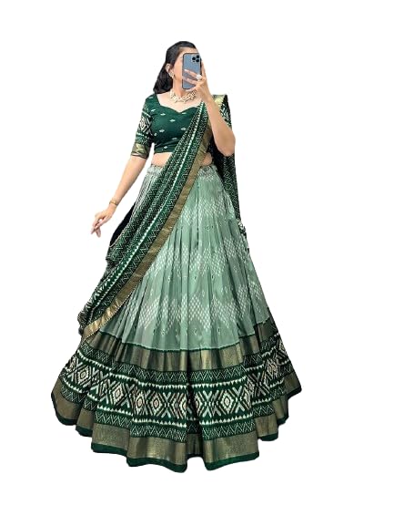 royalstyle Women's Heavy Dola Silk Fabric With Patola Print With Foil Work Stitched Lehenga Choli For Womens And Girls (Green)-picture-4