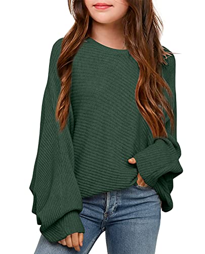 Image of Mafulus Girl's Oversized Turtleneck Fall Sweaters Kids Batwing Long Sleeve Slouchy Chunky Cute Pullover Jumper Shirts 5-14T