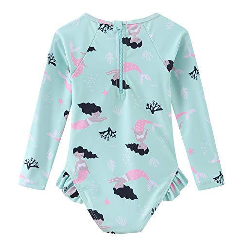 Baby Girls Long Sleeve Bathing Suits One Piece Swimsuits for Kids Sun Protection Rash Guard Swim Shirts2