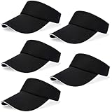 Loppdece 5 Stück Unisex Visor Cap, Einstellbar Sommerhut mit Klettverschluss, Sommerkappe Kappe mit Sonnenvisier, Schirmmütze für Herren Damen, Atmungsaktiv und Schweißabsorbierend(Schwarze)
