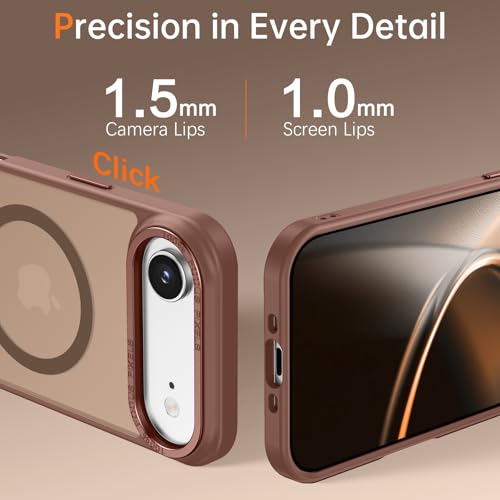 Image of YINLAI for iPhone Air Case 6.5-inch,Magnetic Compatible with MagSafe, Slim Matte Anti-Fingerprint, Shockproof Full Body Military Grade Protection for iPhone Air Cover, Brown
