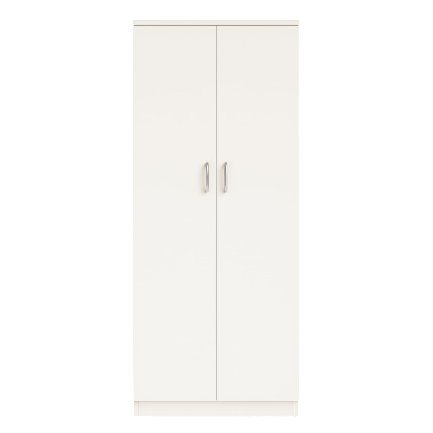 eacommerce - Armadio Multiuso con 2 Ante | 5 Ripiani | Stile Moderno in Legno Melaminico | Chiusura Rallentata, Maniglie Cromo Satinate | Per Ingresso Garage Ripostiglio - Colore Bianco