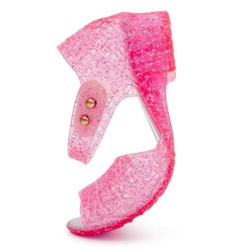 Image of techcity Princess Girls Sandals Dress Up Dance Party Cosplay Jelly Shoes for Kids Toddler Mary Janes