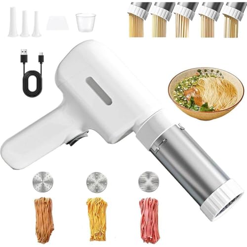 String Hopper Maker Electric,2025 New Idiyappam Maker Electric,Portable Household Handheld 3-in-1 Cordless Pasta Maker Machine,with 3 Interchangeable Molds for Making Spaghetti Linguine,Easy Cleaning