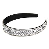 WLLHYF Headband Thick Hairband Cute Black Fashion Sparkling Bling Head Wrap 90s Disco Hair Accessories Crystal Diamond Rhinestone Headwear Birthday Party Gifts For Women Bridal (Thin Style)