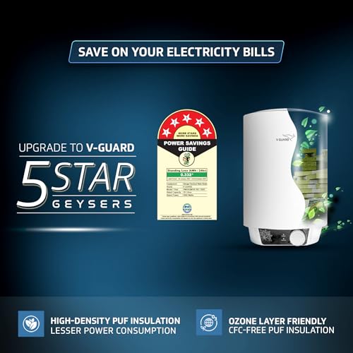 Image of V-Guard Zio 10 Litre Water Heater for Home | BEE 5 Star Rating | Advanced Multi-layered Safety | Suitable for Hard Water & High-rise Buildings | White
