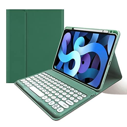 kaitesi Keyboard Case for iPad Air 11 inch M3,M2/ Air 5th 4th Generation 10.9"/ iPad Pro 11 inch (4th/3rd/2nd/1st Gen) Detachable Round Key Color Keyboard Cover (Dark Green)