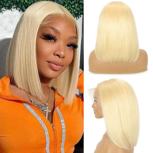 Perruques Bob blonde courtes pour femmes 13x4 HD Lace Front cheveux humains 210 densité