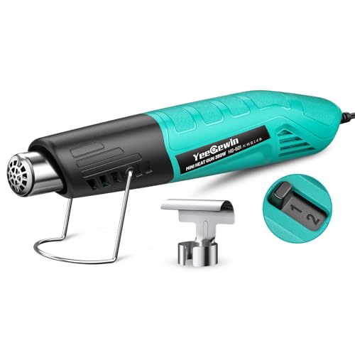 Yeegewin Heat Gun, 380W Fast Heat Mini Hot Air Gun with 2-Temp Settings 480°F-850°F(249°C-455°C) Overheat Protection Reflector Nozzle, 4.9Ft Long Cable for Shrink Wrap,Vinyl, Crafts, Epoxy Resin