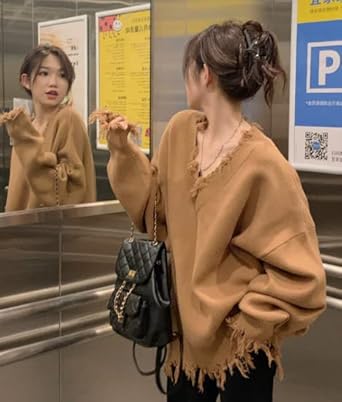 Amazon | [リーフラワー] ニットトップス レディース ダメージ