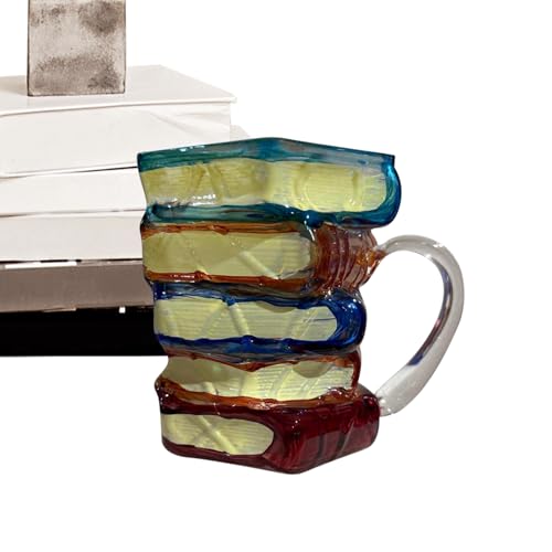 Baoqifong Taza Para Cereales Del Desayuno,Tazas De Con Diseño Libro Retro En 3D Coloreado Para Cerveza - Accesorio Cocina Multiusos Con Empuñadura Cómoda Para Whisky Cerveza Zumo