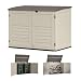 Suncast 5' x 3' Horizontal Stow-Away Storage Shed - Natural Wood-like Outdoor Storage for Trash Cans and Yard Tools - All-Weather Resin, Hinged Lid, Reinforced Floor - Vanilla and Stoney