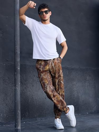 Image of JEMLDL Mens Cargo Joggers Pants Elastic Waist Drawstring with Flap Pockets Techwear Pants for Men