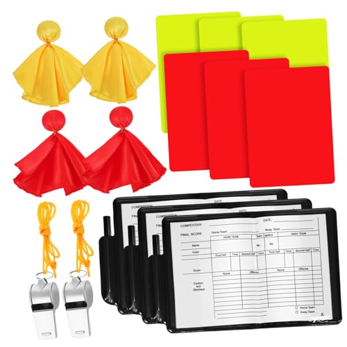 ibasenice Soccer Referee Kit Yellow Cards Football Flags Whistle Sports Referee Cards and Flags