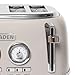 Haden Dorset 4 Slice Wide Slot Stainless Steel Toaster with Adjustable Browning Control & Non-Slip Feet, Putty & Chrome