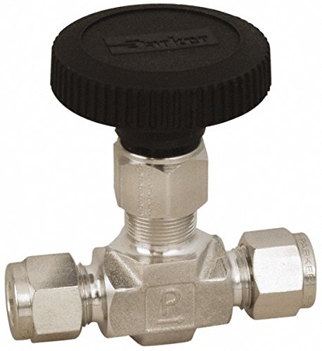 Parker Hannifin 6A-V6LR-SS Series V6 Stainless Steel General Purpose Needle Valve, Blunt Stem Type, PTFE Stem Seal, 3/8