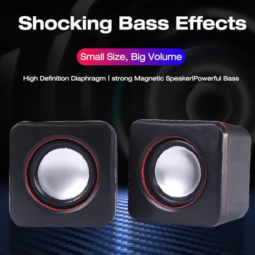 Altavoces de computadora mini USB cubo estéreo con cable jack de 3.5mm para pc portátil negro 6
